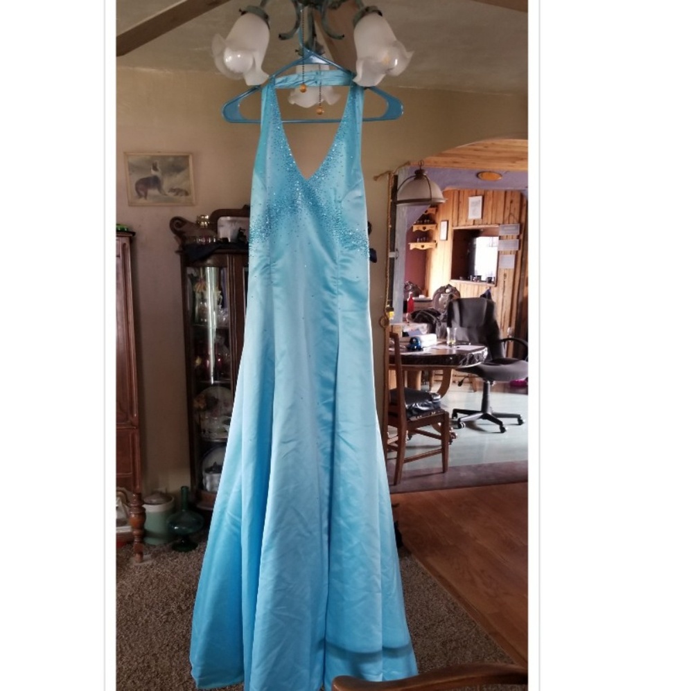 Teal holter top dress